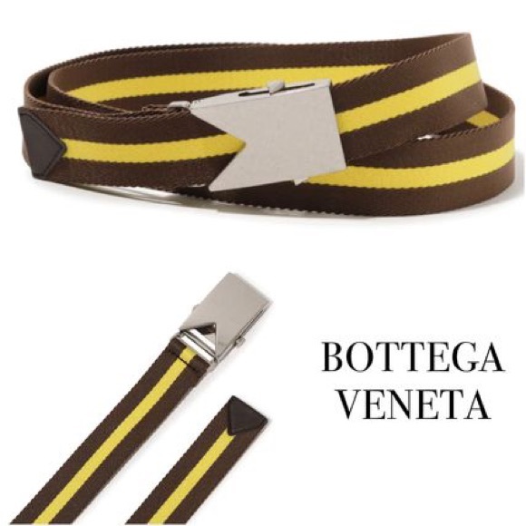 Bottega Veneta Accessories - NWT Unisex One Size Bottega Veneta Leather-trim Grosgrain Stripe Belt In Brown
